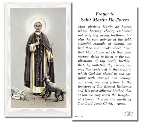 St. Martin De Porres - Prayer to St. Martin De Porres. 01-0845. Tonini ...