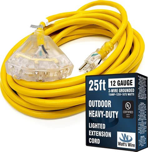 Amazon.com: 2 Pack - 1 ft - 12 Gauge Heavy Duty Extension Cord - Lighted SJTW - Indoor/Outdoor ...