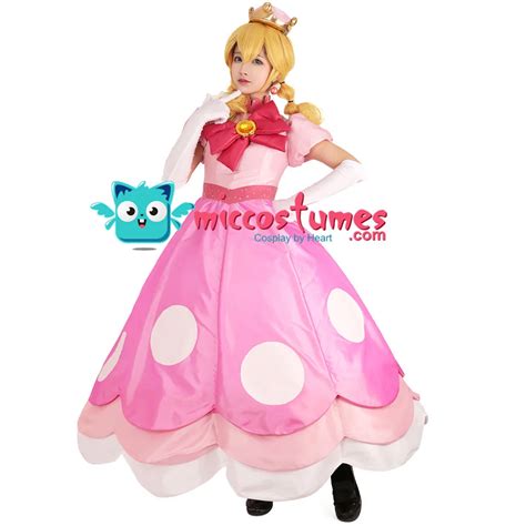 Peach Peachette Cosplay Costume Pink Dress Woman Halloween Outfit-in ...