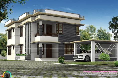 Separate car porch flat roof home | Kerala home design | Bloglovin’