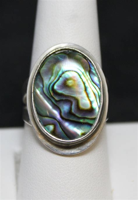 Sterling Silver Abalone Inlay Statement Ring