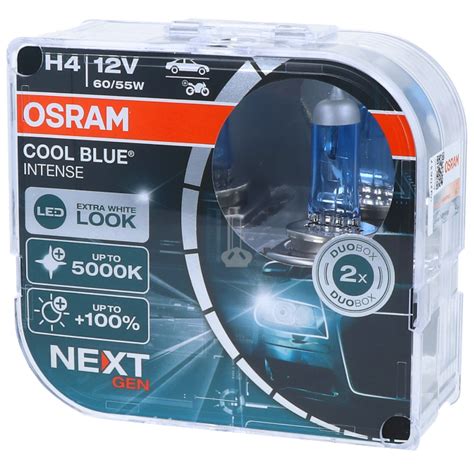 OSRAM Cool Blue Intense H4 +100% (NEXT GEN) Extra White (LED look) Car Bulbs (2 Bulbs) in Osram ...