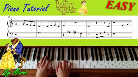 The Beauty and the Beast - Piano Tutorial EASY - YouTube