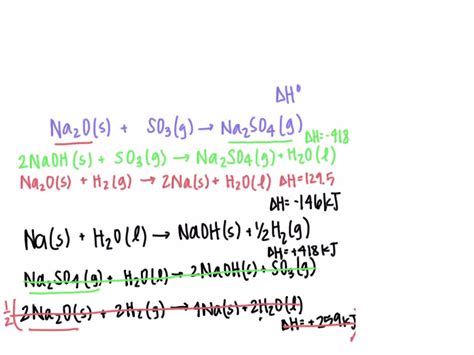 SOLVED: Calculate delta Ho for the rxn: Na2O (s) + SO3 (g) –> Na2SO4 (g) given the ff ...