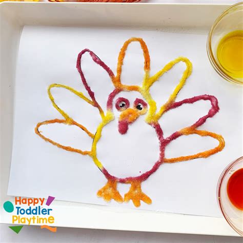 Salt Painted Turkey Craft with Free Turkey Template - Happy Toddler ...