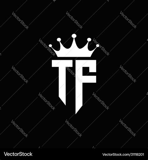 Tf logo monogram emblem style with crown shape Vector Image