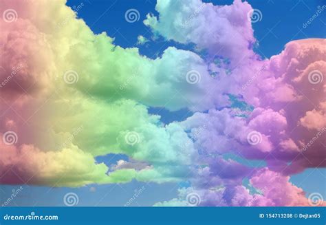 The Sky and Clouds in the Color of Rainbow Stock Photo - Image of happy ...