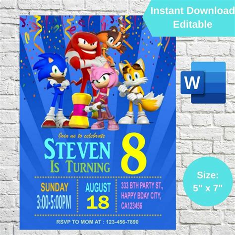 Printable Sonic The Hedgehog Party Invitations - Printable Word Searches