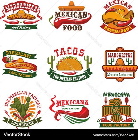 Mexican cuisine fast food restaurant emblem design