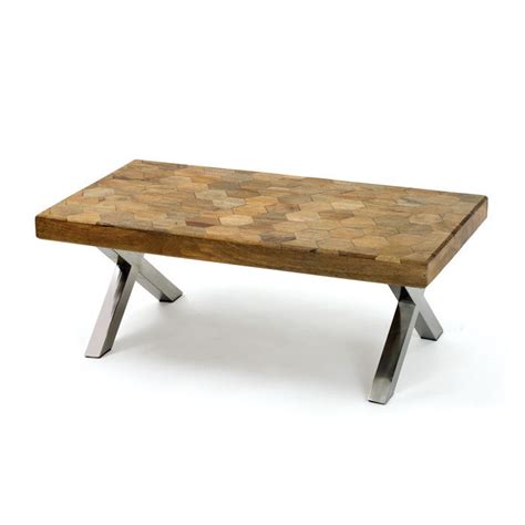 Wood coffee table metal legs | Hawk Haven