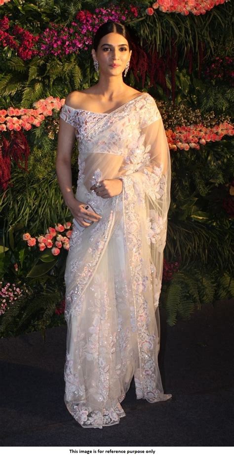 Buy Bollywood Kriti Sanon White Virushka wedding reception Net saree in ...