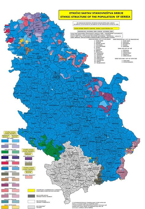 Serbia, ethnic map (by localities), 2002 | Map, Serbia, Places to visit