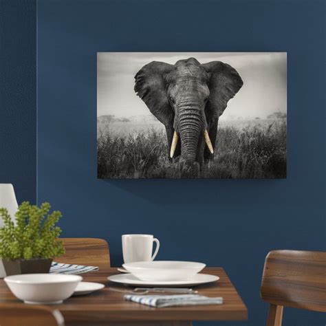 Graceful Elephant Wall Art on Canvas | Elephant wall art, Monochrome ...