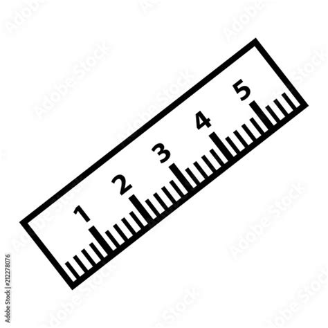 Minimalist, flat ruler icon. Line art icon. Black, isolated on white ...