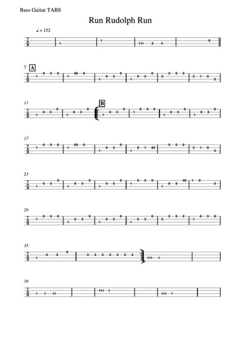 Run Rudolph Run Bass Guitar Tabs - Mrsimonporter printable pdf download