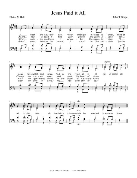 Jesus Paid it All Sheet music for Vocals (Solo) | Musescore.com