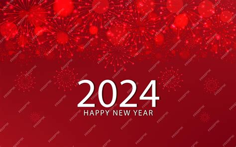 Premium Vector | Red fireworks background for 2024 new year design