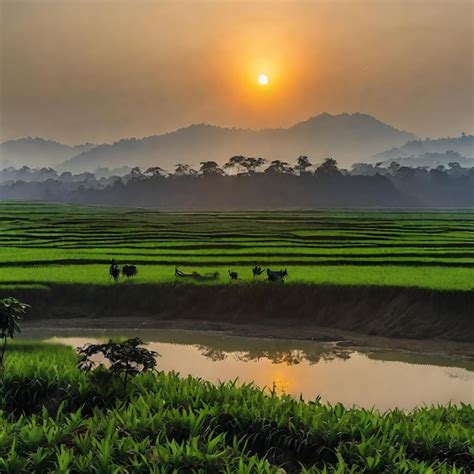 Premium Photo | Rustic Charm Bangladesh Village Life Amidst Hills