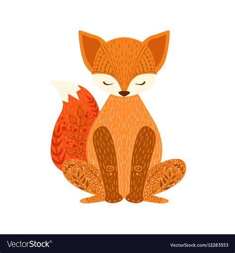 Fox relaxed cartoon wild animal with closed eyes Vector Image