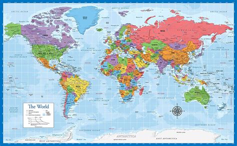 Laminated World Map - 18" X 29" - Wall Chart Map of the World | eBay