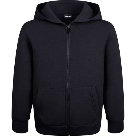 Diesel Boys Classic Zip-Up Hoodie in Black — BAMBINIFASHION.COM