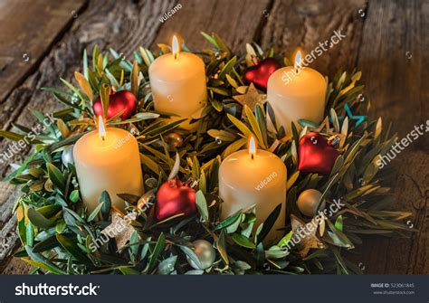 Advent Wreath With Four Burning Candles Stock Photo 523061845 : Shutterstock