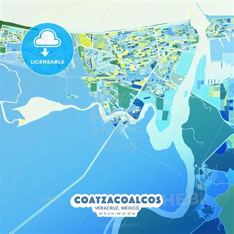 Coatzacoalcos Map Print Template | Map vector, Map, Map print