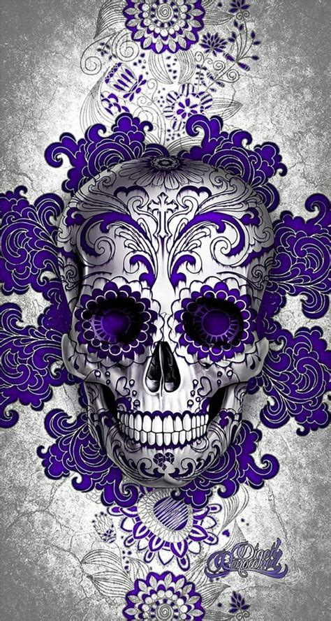 Digoil renowned floral sugar skull purple | Sugar skulls, Wallpaper and Chicano