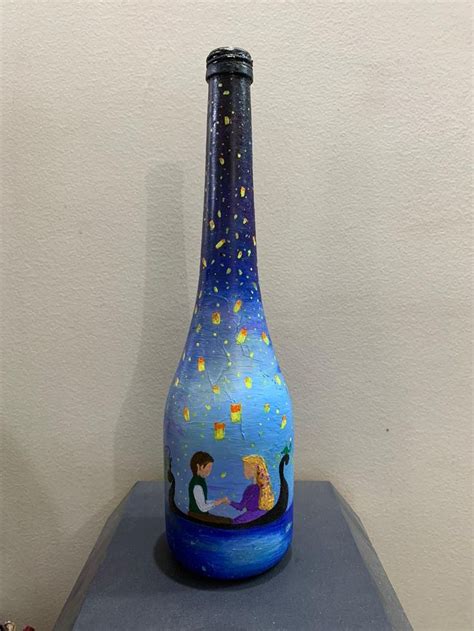 Tangled wine bottle painting | Plastic bottle art, Glass bottles art ...