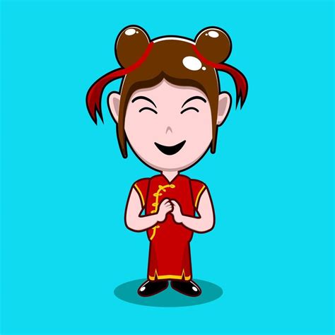 the chinese girl cartoon character single vector 5125882 Vector Art at ...