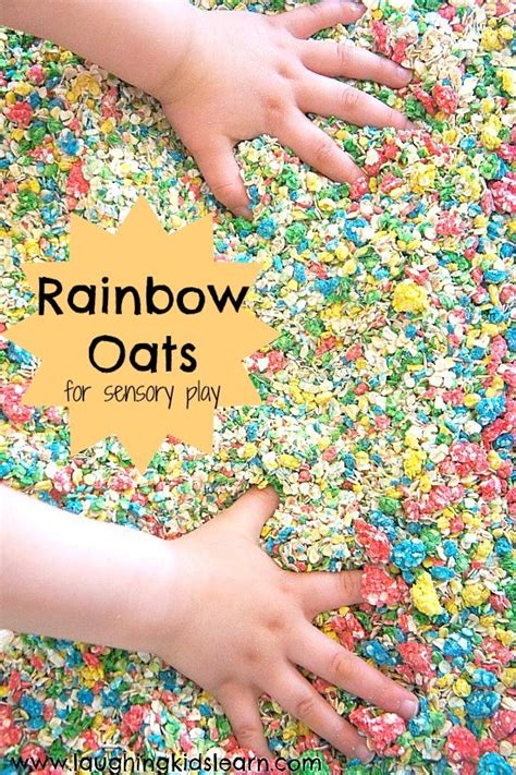 How to make rainbow oats for sensory play - Laughing Kids Learn | Sensory play, Kids sensory ...