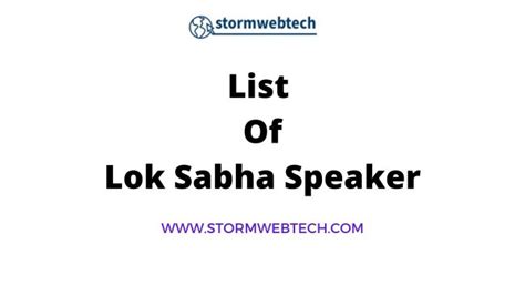 Important Lok Sabha Speaker List 2023