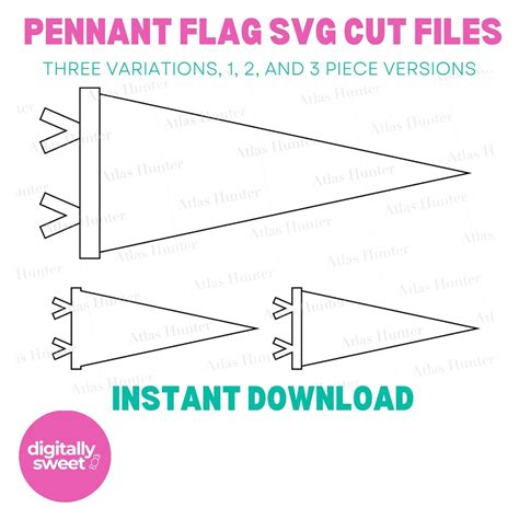 Pennant Flag SVG Cut File Vector PDF PNG Sports Back to School Vintage Outline Shape Triangle ...