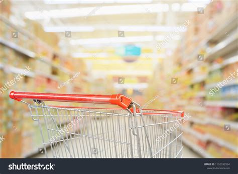 Supermarket Aisle Blurred Background Empty Red Stock Photo 1192032934 | Shutterstock