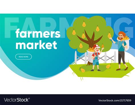 Farmers market flat colorful horizontal banner Vector Image