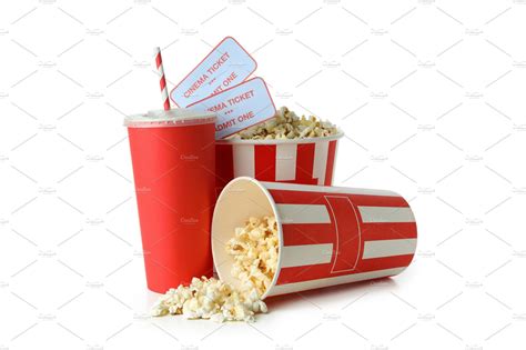 Concept of cinema food isolated on white background | Food Images ...