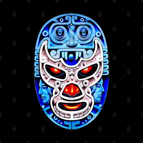 Feel-Ink Blue Demon Lucha Libre Wrestler Aztec Design - Wrestling Lucha ...