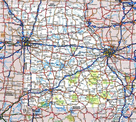 Missouri road map with distances between cities highway freeway