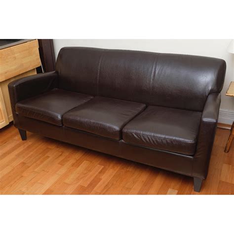 Ikea Brown Faux Leather Sofa - AptDeco