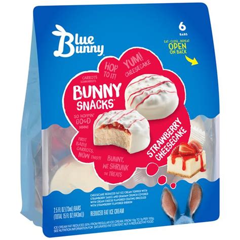 Blue Bunny Bunny Snacks Reduced Fat Strawberry Cheesecake Ice Cream ...