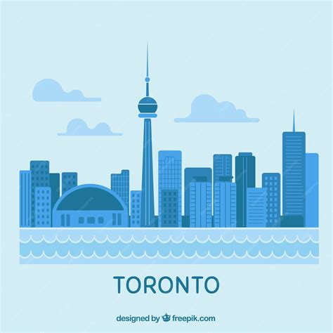 Free Vector | Flat blue skyline of toronto