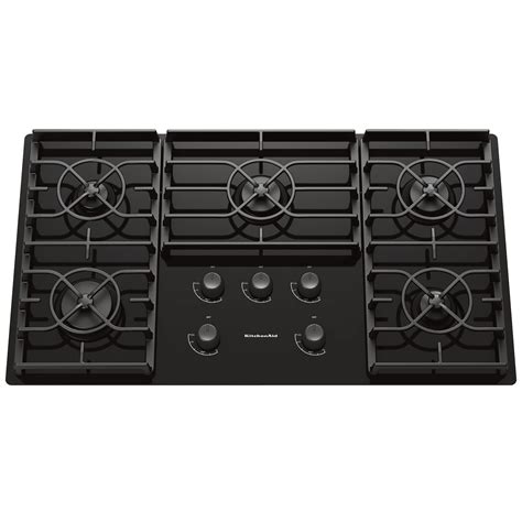 KitchenAid KGCC566RBL 36" Gas Ceramic-glass Conventional Cooktop w ...