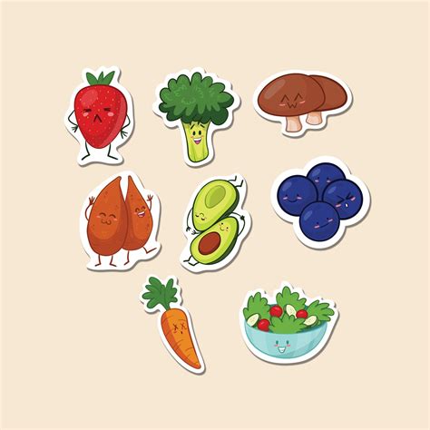 Fruit and Veg Vinyl Sticker Set Healthy Stickers Vinyl | Etsy