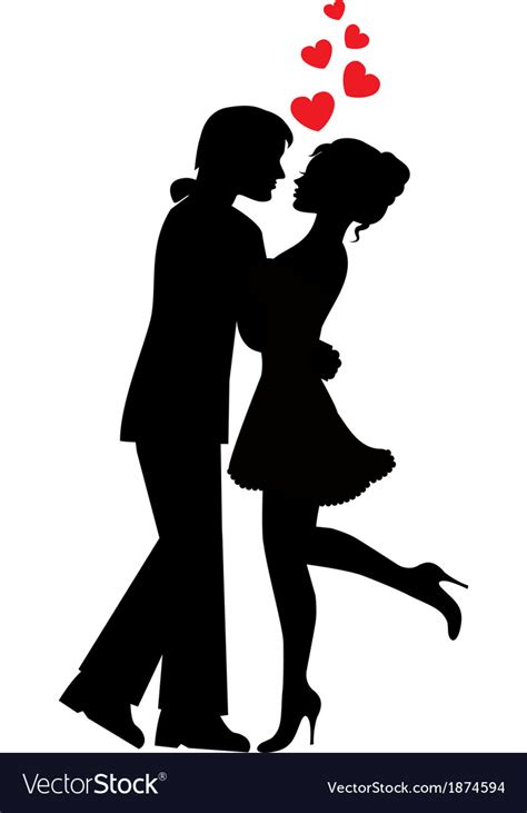 Silhouettes of couples in love Royalty Free Vector Image