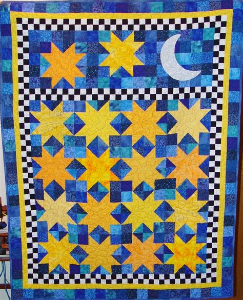 Moon and Stars | Kid quilts patterns, Quilts, Star quilts