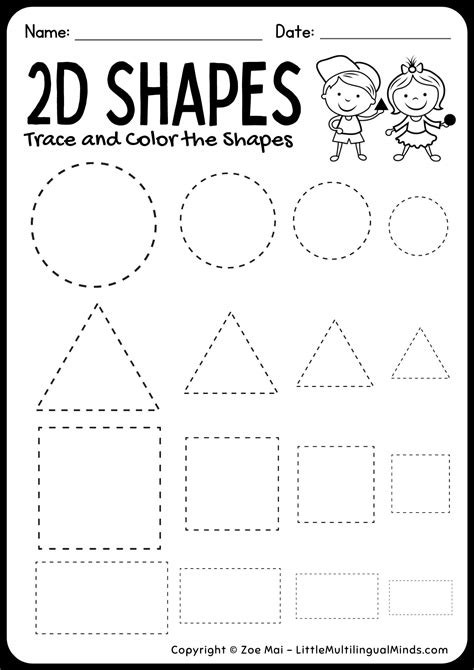 identifying 2 dimensional shapes worksheets k5 learning - kindergarten 2d and 3d shapes ...