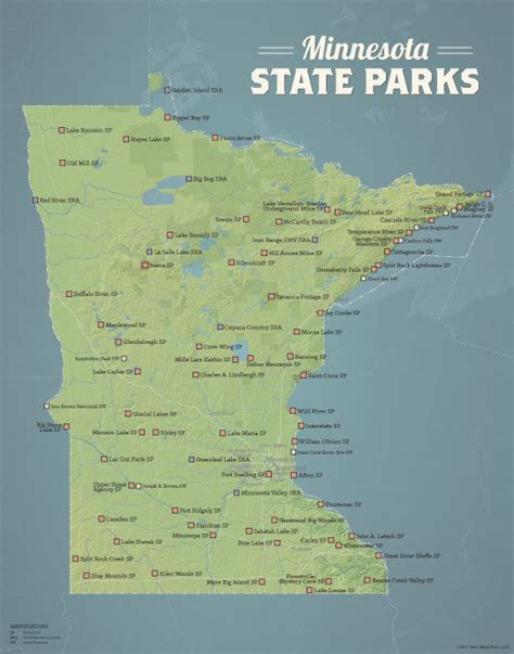 Minnesota State Parks Map 11x14 Print - Best Maps Ever