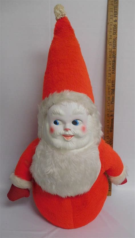 Lot - Vintage 1960's Cone Shape 34" Plush Stuffed Santa Claus Doll w ...