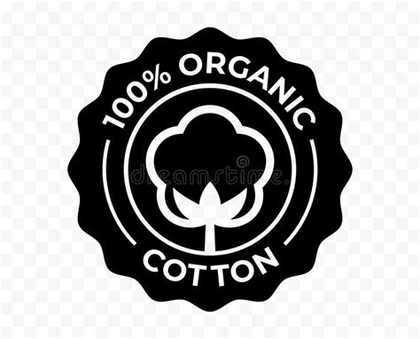 Cotton Flower Organic Icon, Eco Natural and Bio Certificate Stamp, Vector. 100 Percent Organic ...