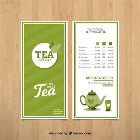 Free Vector | Tea menu template with flat design